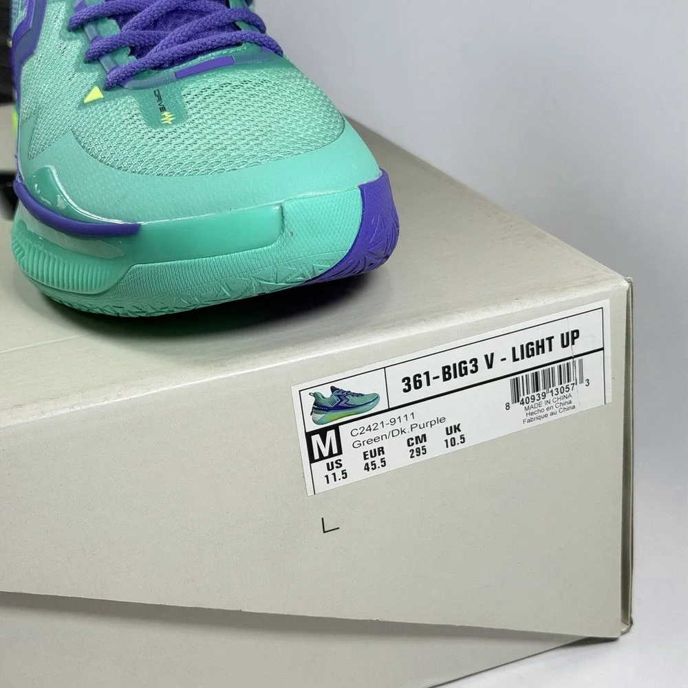 361‎ Degrees Big 3 V Size-US 11.5 Mens Quick Ignite C 2421-9111 Green Purple